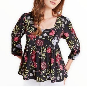 Anthropologie DOLAN Floral Babydoll Top Sz Extra Small